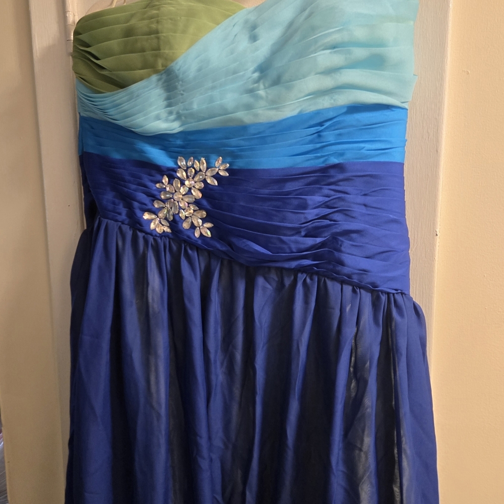 Grace Karin Floor Length Fairy   Evening /Fomal Sheer Gown Prom  Size 20 Blue - Picture 6 of 15